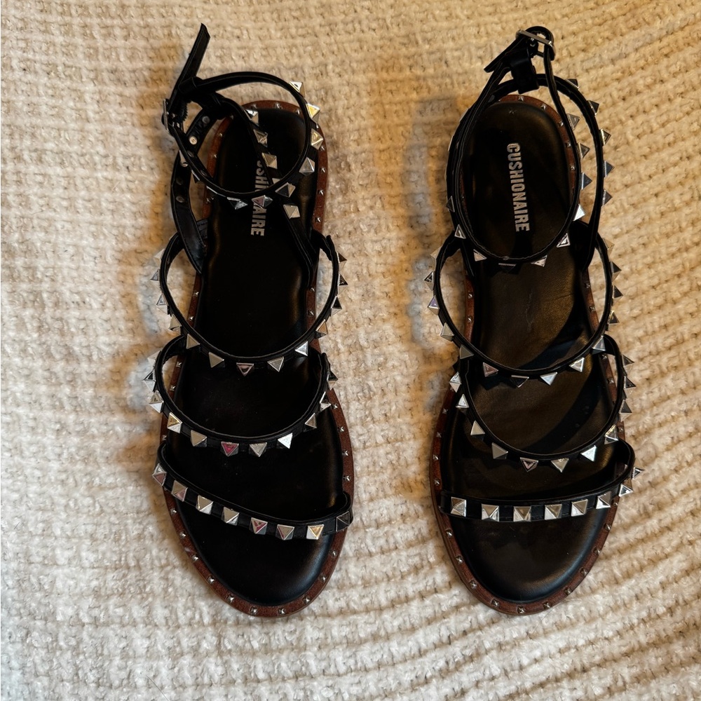 Black Silver Studded Women's Sandals